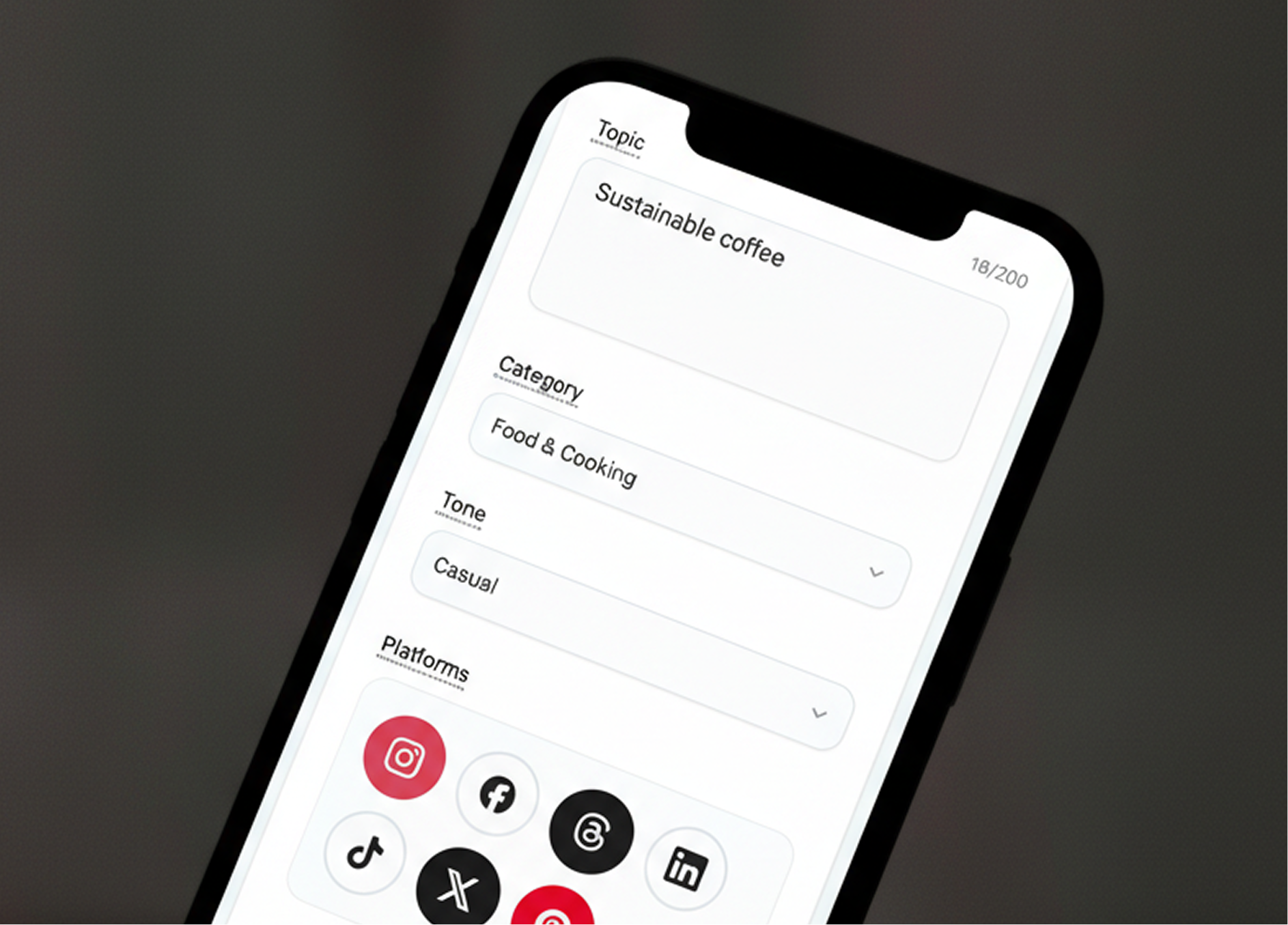 Topic and platform selection for content generation